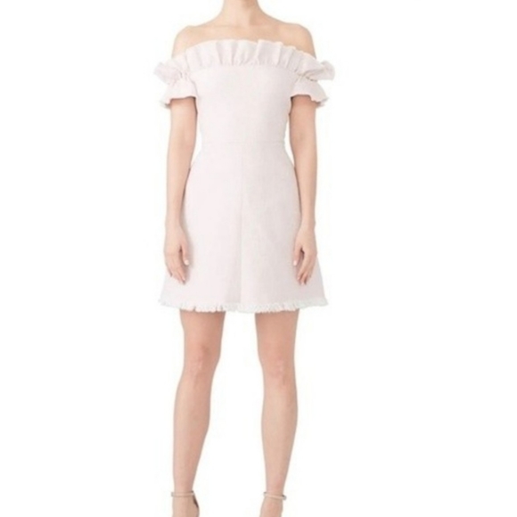 Rebecca Taylor Pink Slub Off-the shoulder Dress Sz. 12 - Picture 1 of 2